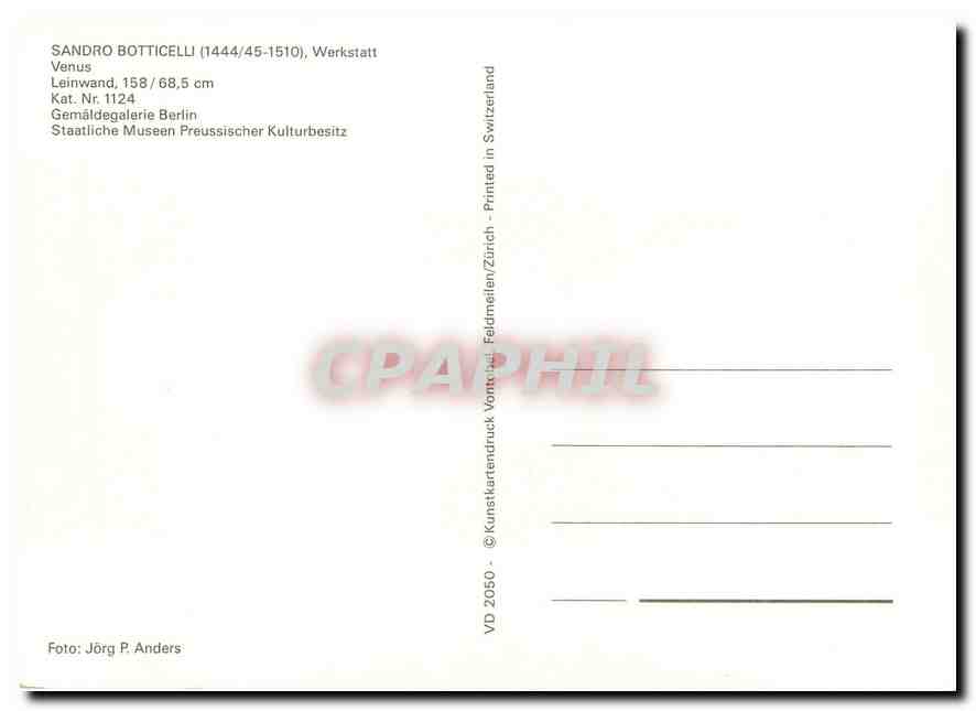CPM Sandro Botticelli 1444 45 1510 Werkstatt Venus  — Back