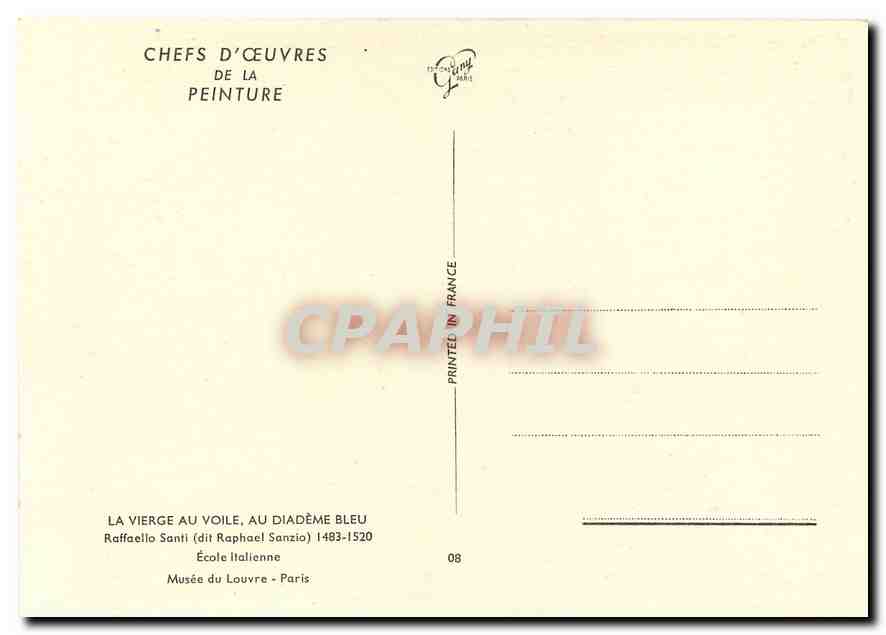 CPM La Vierge au Voile au Diademe Bleu Raffaello Santi 1483 1520  — Rückseite