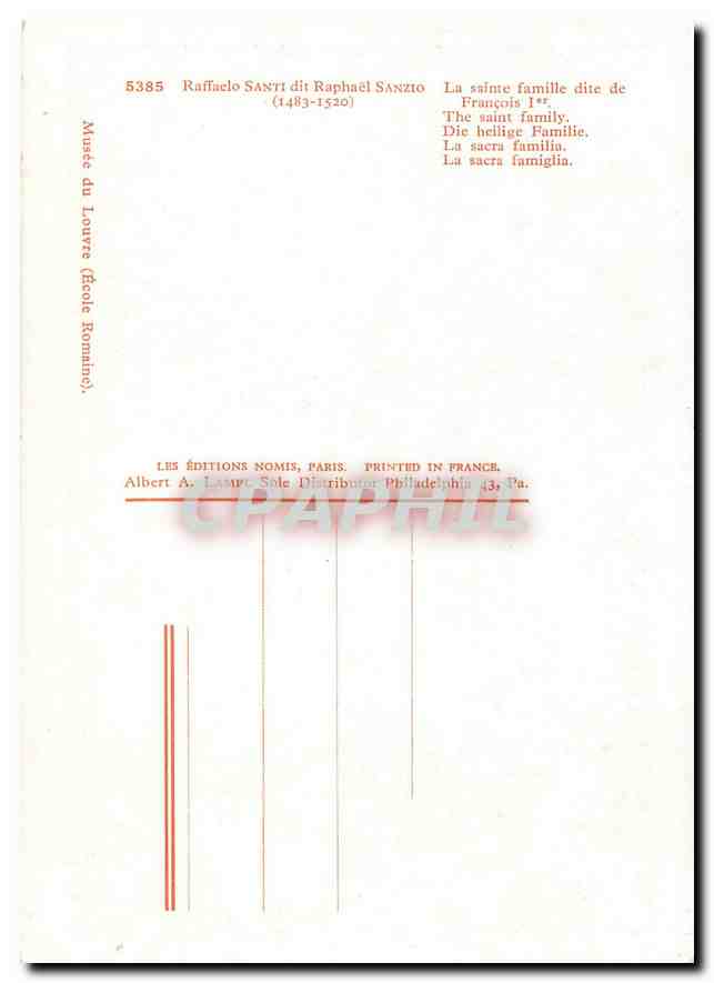 CPM Raffaello Santi La sainte famille dite de Francoise I  — Rückseite