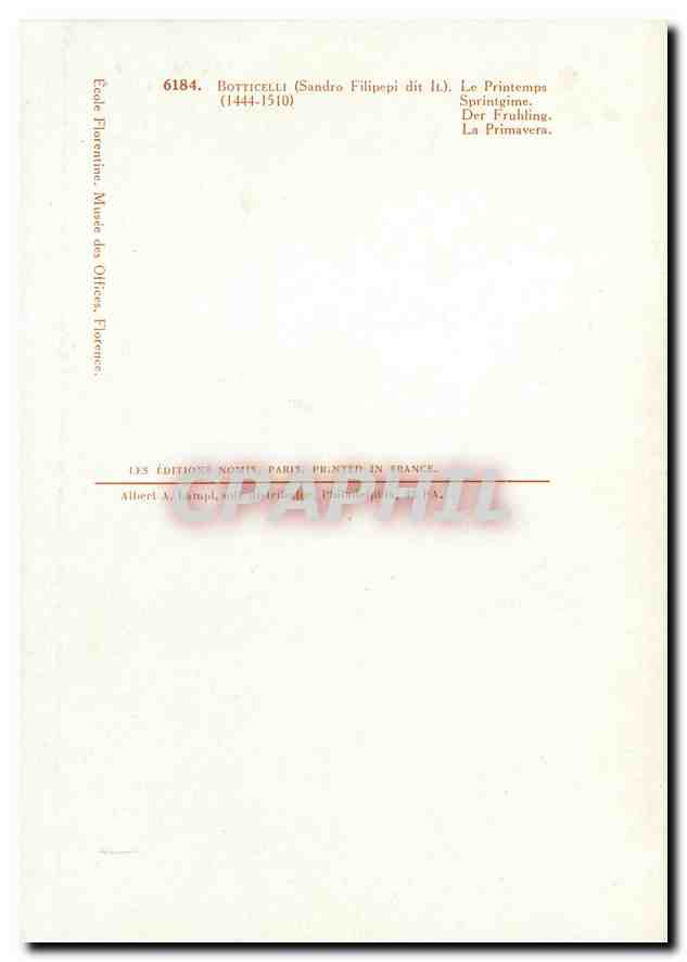 CPM Botticelli Sandro Filipepi dit Le Printemps  — Verso