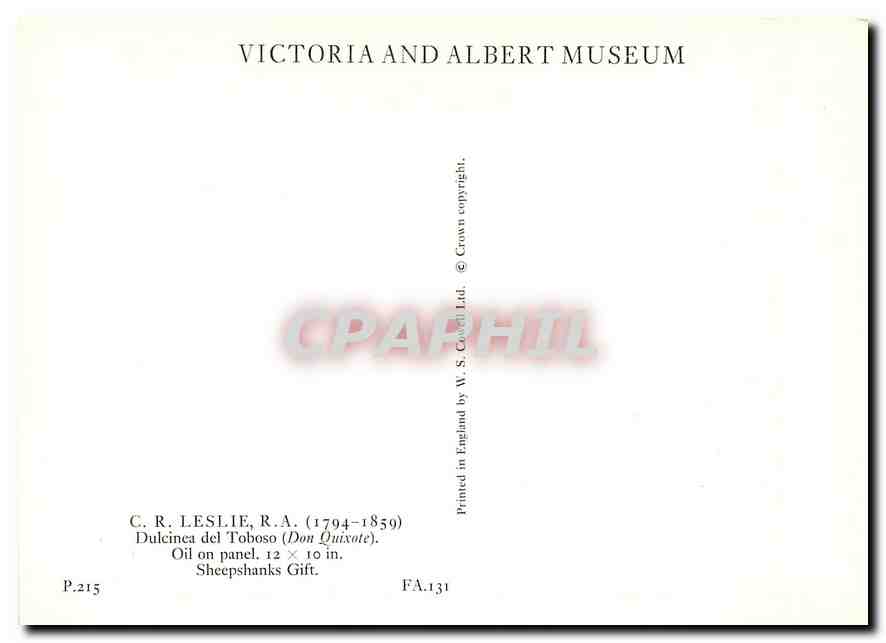 CPM CR Leslie RA 1794 1859 Dulcinea del Toboso  — Verso