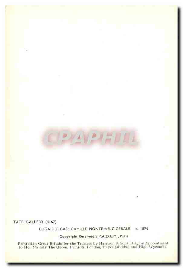 CPM Tate Gallery Edgar Degas Camille Montejasi Cicerale  — Verso