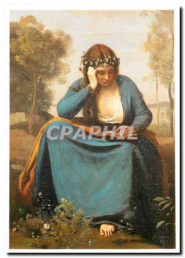 CPM Camille Corot Liseuse couronnee de fleurs 1845 