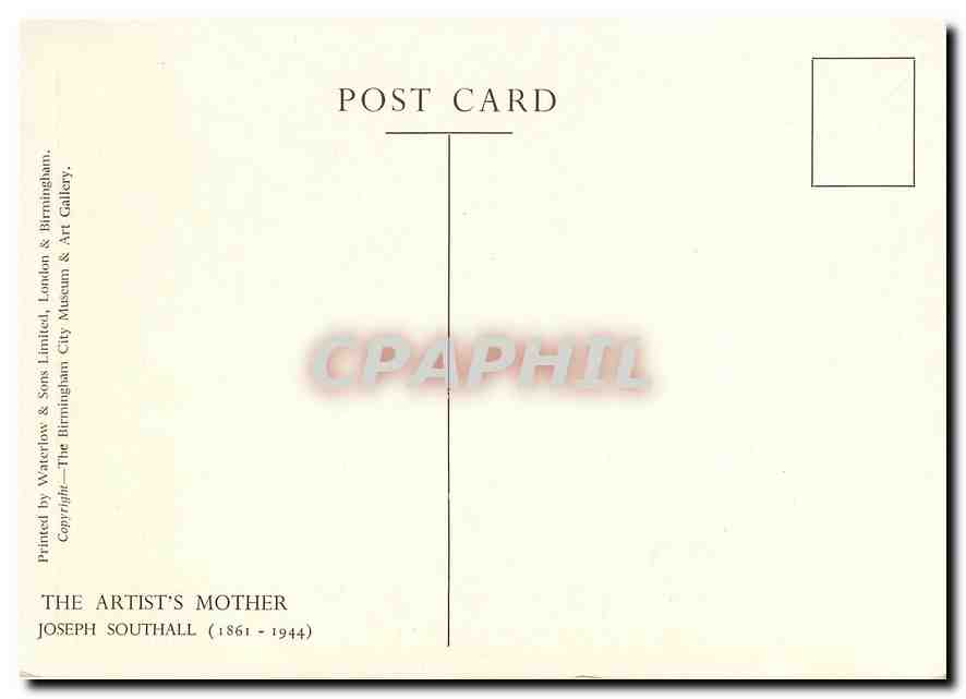 CPM The Artist's Mother Joseph Southall 1861 1944  — Verso