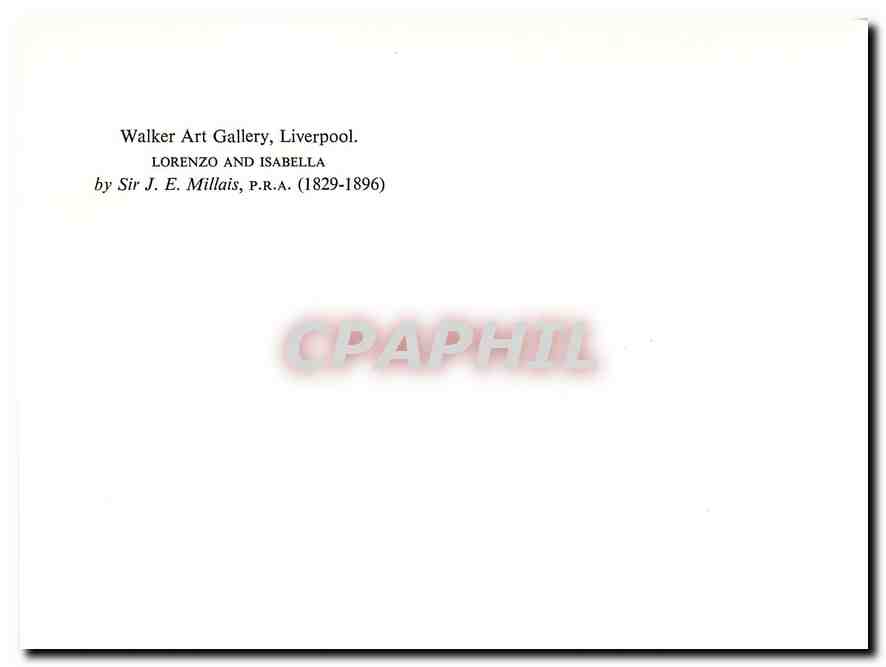 CPM Walker Art Gallery Liverpool Lorenzo and Isabella  — Rückseite