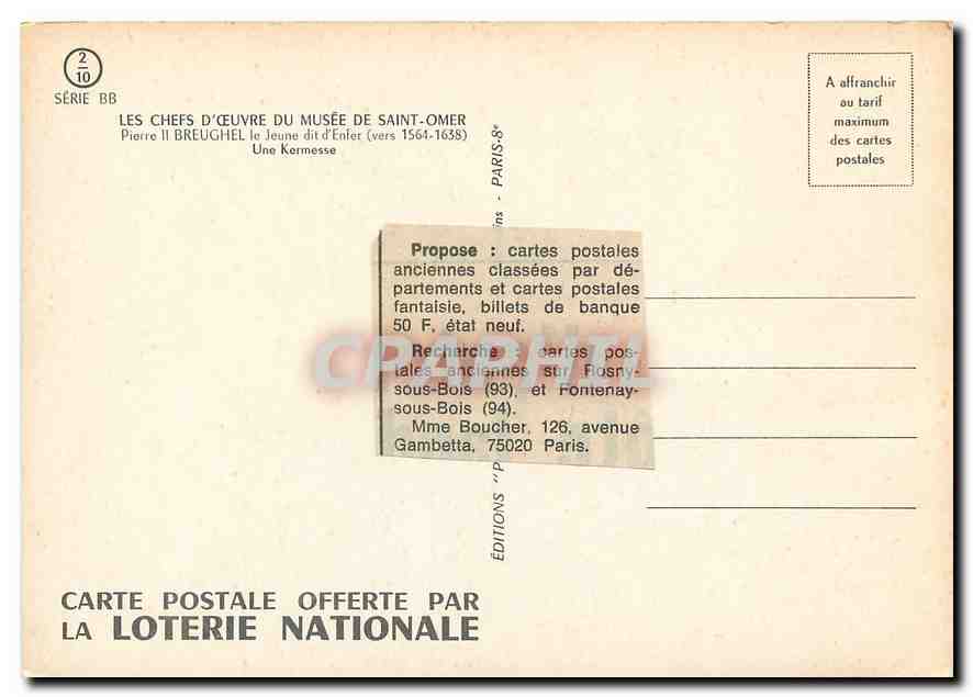 CPM Les Chefs d Ceuvre du Musee de Saint Omer  — Verso