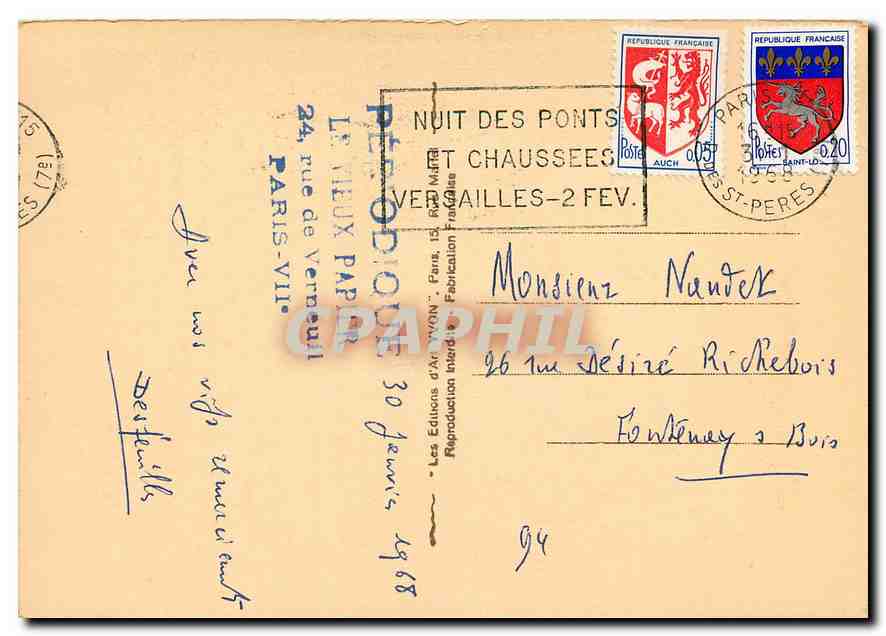 CPM Les vieilles enseignes Le Gourmand peint par Boilly Ensigne de la Maison Corcellet  — Verso