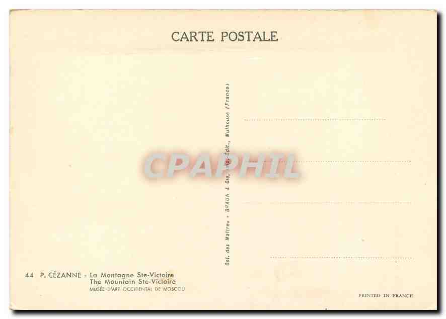 CPM P Cezanne La Montagne Ste Victoire Musee d'Art Occidental de Moscou  — Rückseite