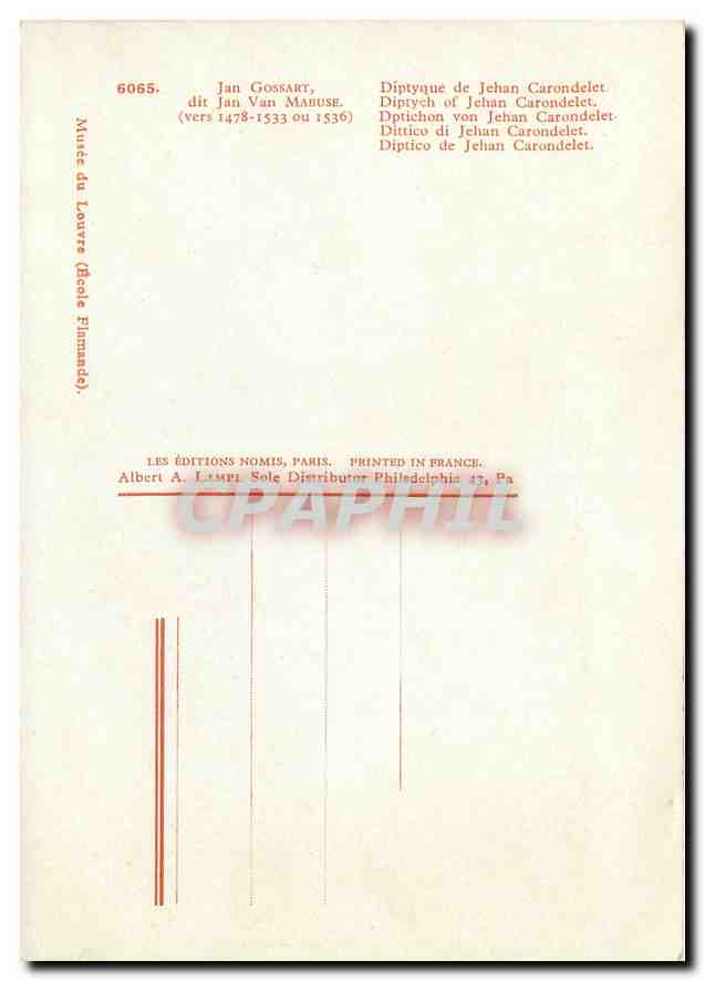 CPM Jan Gossart dit Jan Van Mahuse Diptyque de Jehan Carondelet  — Verso