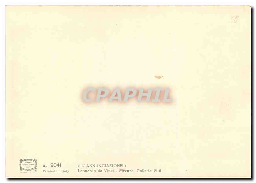 CPM L Annunciazone Leonardo da Vinci Firenze Galleria Pitti  — Rückseite