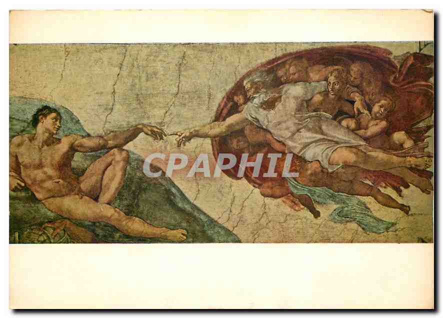 CPM Michaelangelo dit Buonarroti La creation de l'Homme 
