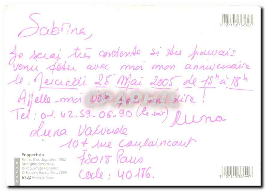 CPM Popperfoto Petites filles desguisees 1952  — Rückseite