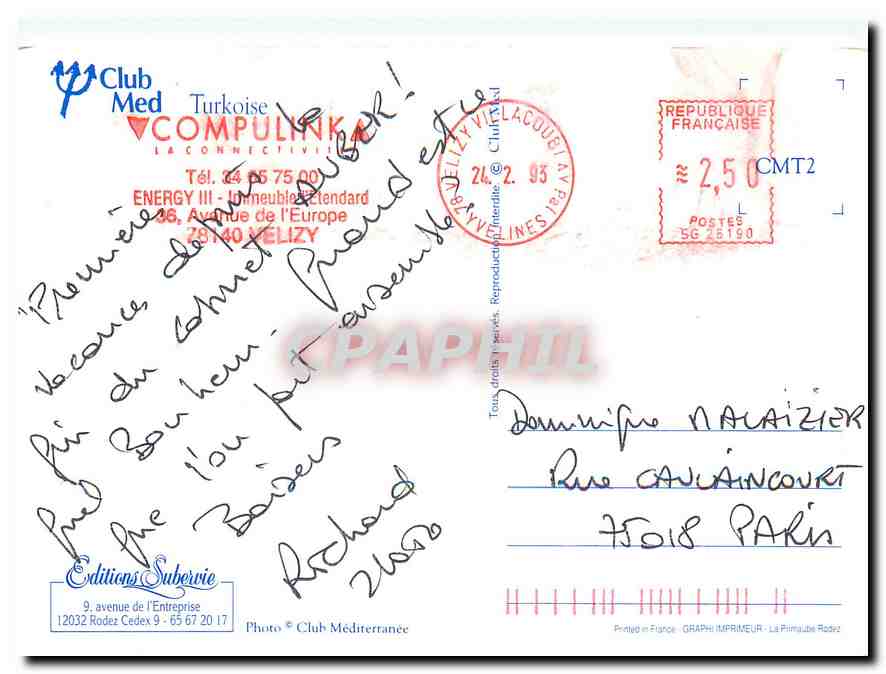 CPM Club Med Turkoise  — Verso