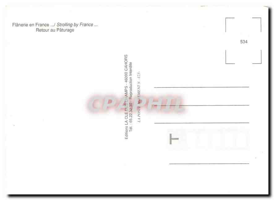 CPM Flanerie en France Retour au Paturage  — Verso