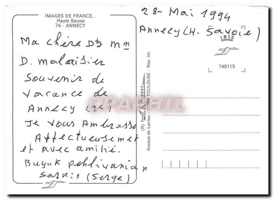CPM Images de France Haute Savoie Annecy  — Rückseite