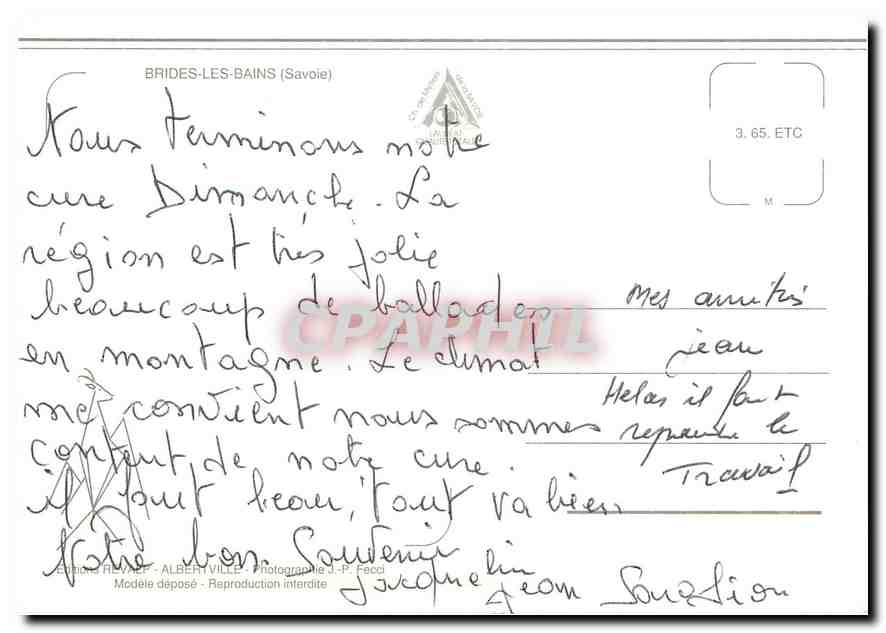 CPM Savoie Brides Les Bains France  — Rückseite