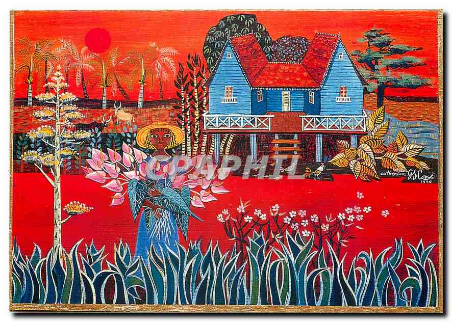 CPM Images des Antilles La dame aux anthuriums 