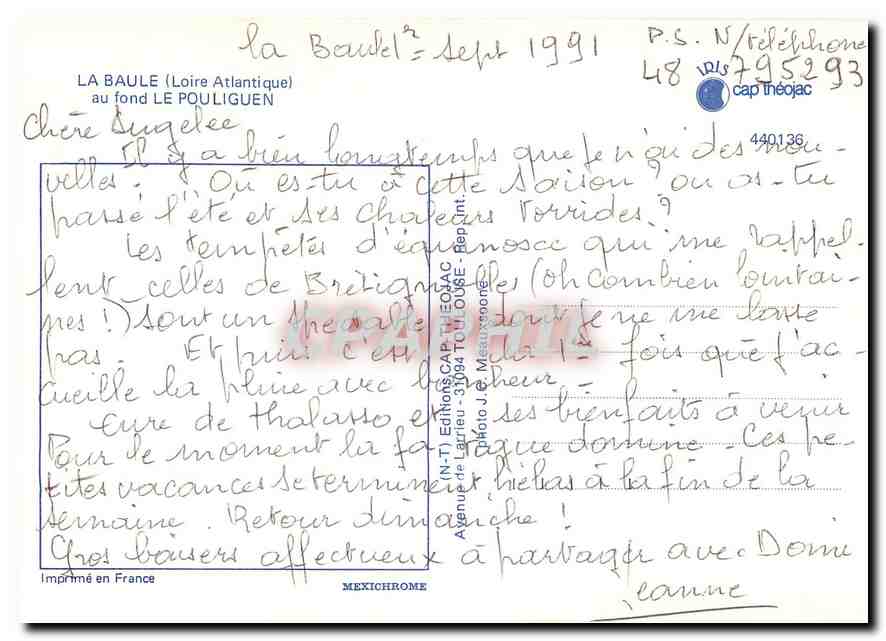 CPM La Baule Loire Atlantique au fond le Pouliguen  — Back