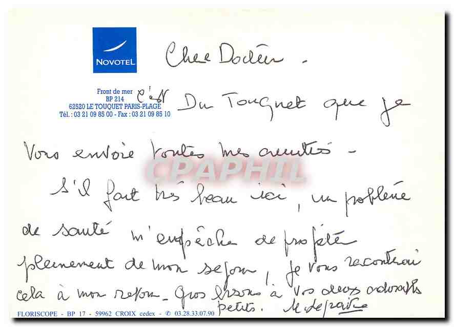 CPM Front de Mer Le Touquet Paris Plage  — Rückseite