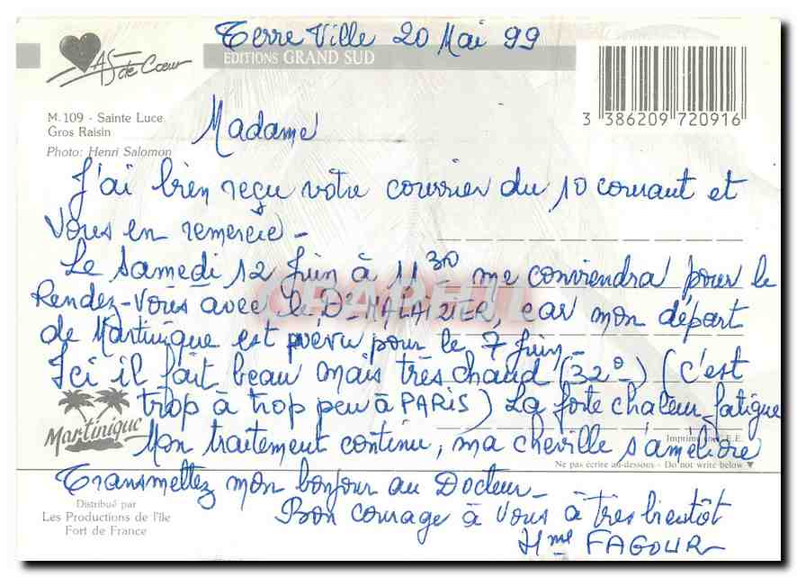 CPM Martinique Ste Luce  — Rückseite