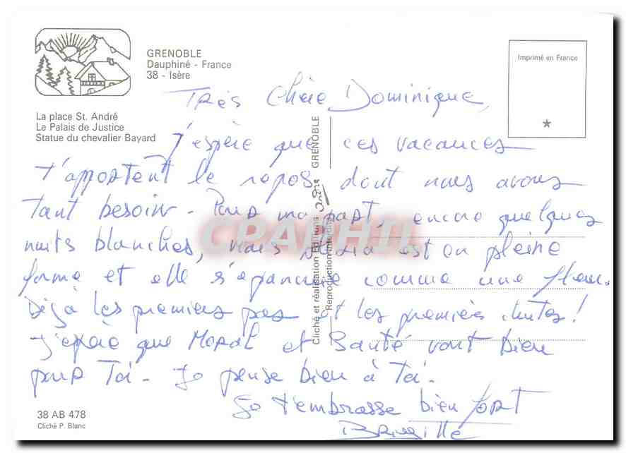 CPM Grenoble Dauphine France Isere La Place St Andre  — Rückseite