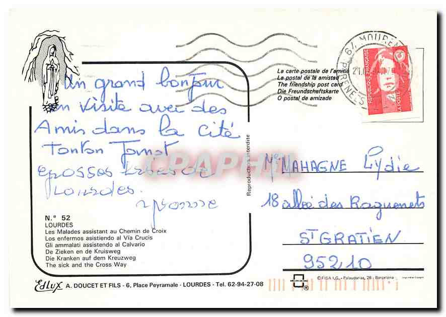 CPM Lourdes Les Malades Assistant au Chemin de Croix  — Verso