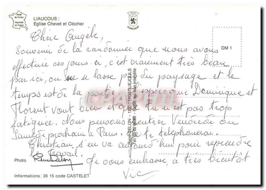 CPM Liaucous Eglise Chevet et Clocher  — Rückseite