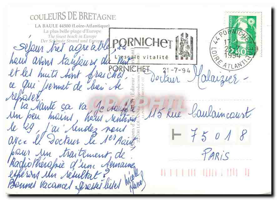 CPM La Baule Loire Atlantique La Plus belle plage d'Europe  — Back