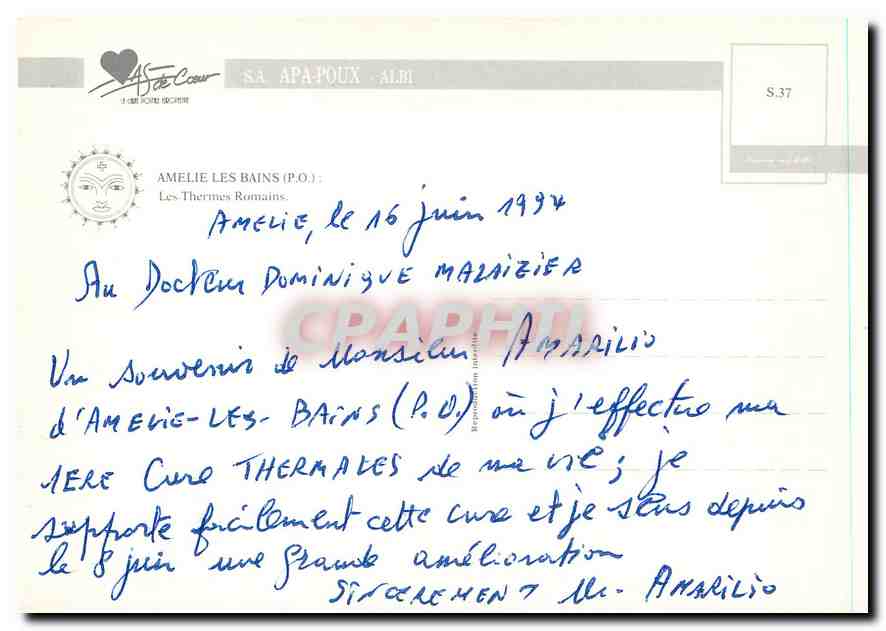 CPM Amelie Les Bains Les Thermes Romains  — Rückseite