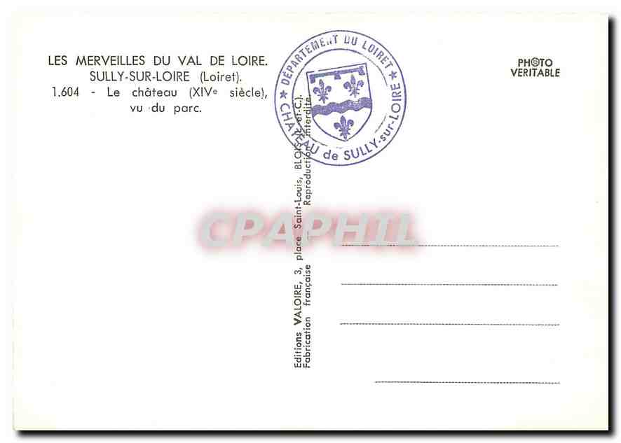 CPM Les Merveilles du Val de Loire Sully sur Loire Le Chateau vu du parc  — Rückseite