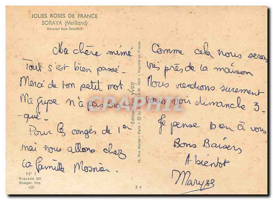 CPM Fleurs  Jolie Roses de France Soraya Meilland  — Back