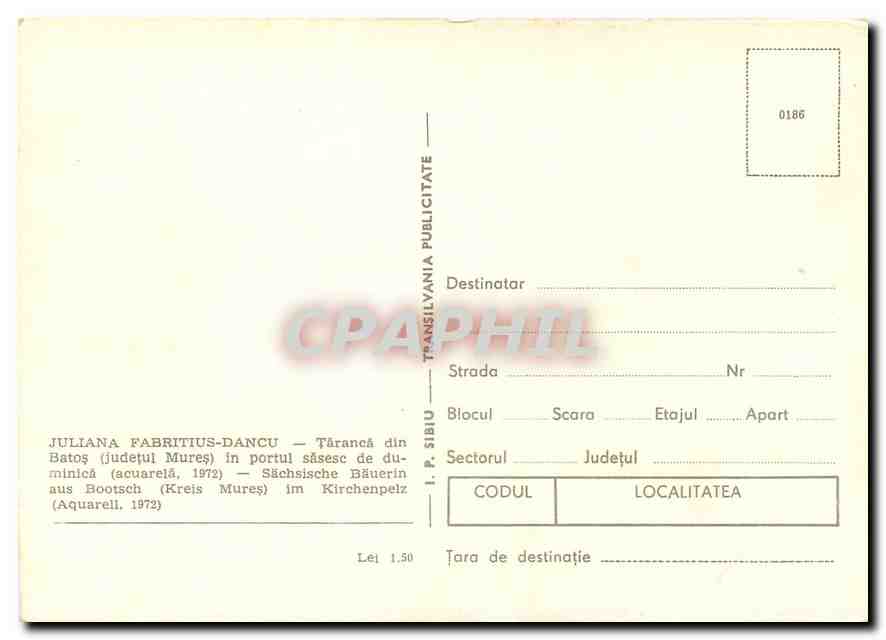 CPM Juliana Fabritius Dancu Taranca din Batos  — Rückseite