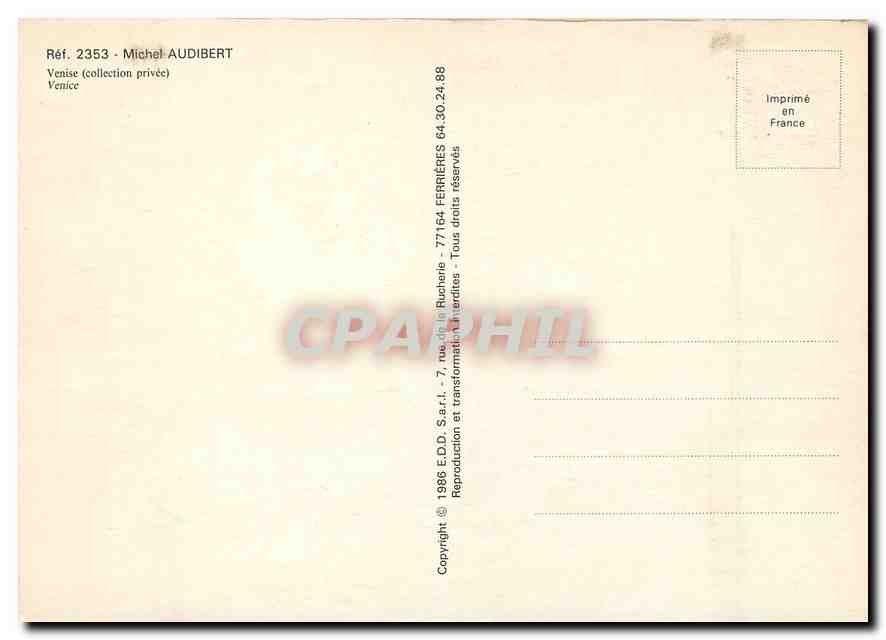 CPM Michel Audibert Venise collection privee Venice  — Rückseite