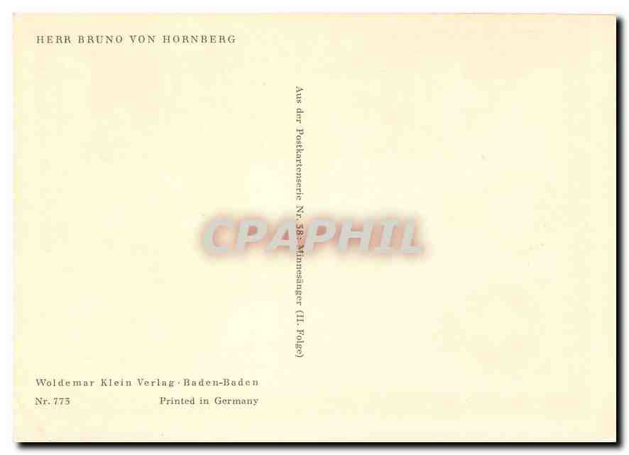 CPM Herr Bruno Von Hornberg Woldemar Klein Verlag Baden Baden  — Rückseite