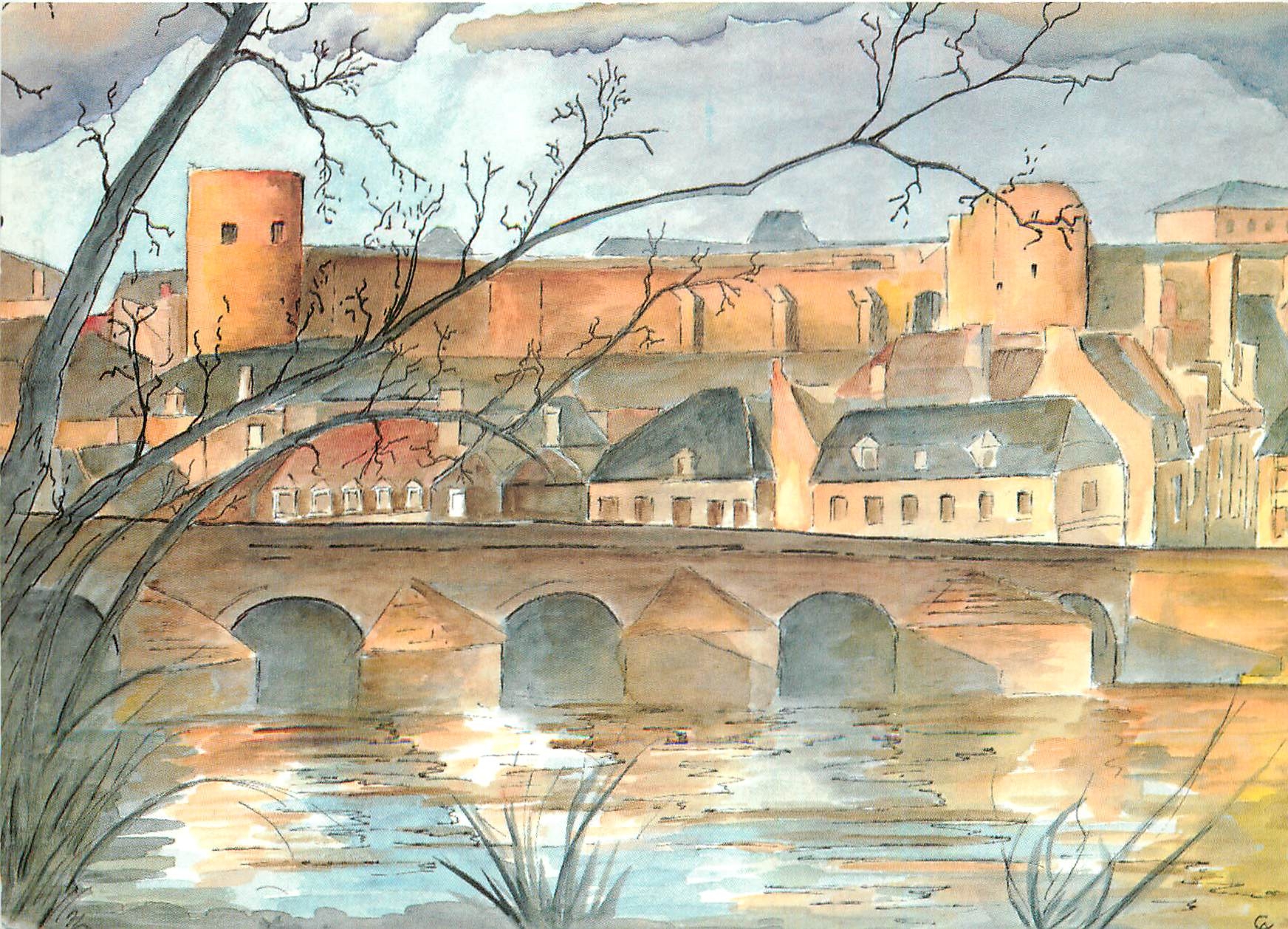 CPM Embrasement des remparts nord au coucher du soleil La Charite sur Loire Nievre  