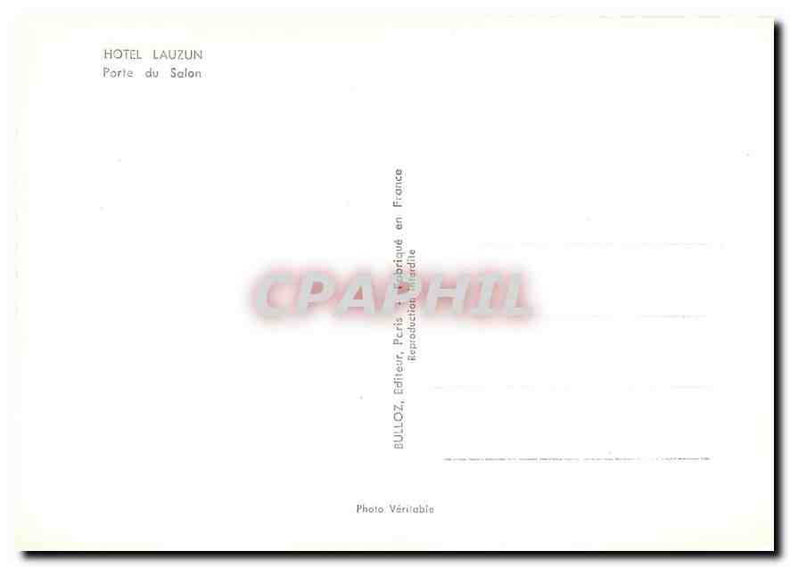 CPM Hotel Lauzun Porte du Salon  — Verso