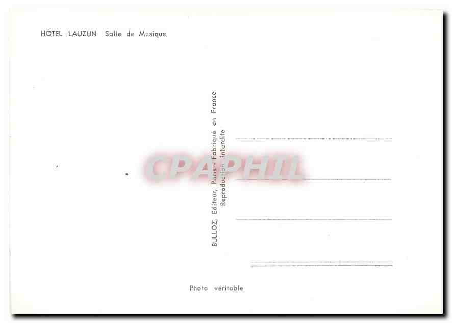CPM Hotel Lauzun Salle de Musique — Verso