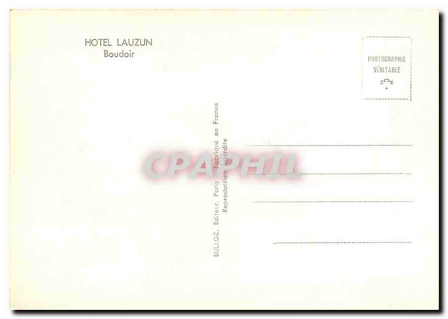 CPM Hotel Lauzun Boudoir  — Verso