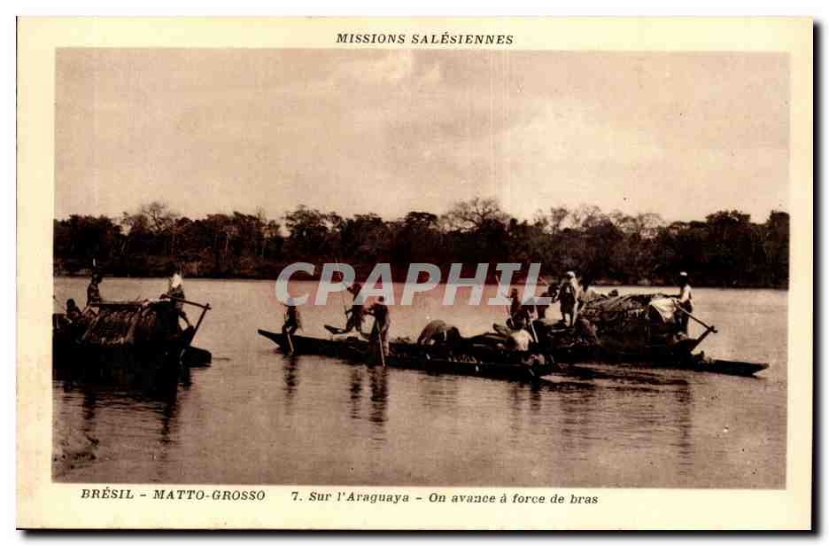 Matto-Grosso-CPA- Sur l'Araguaya - On avance a force de bras