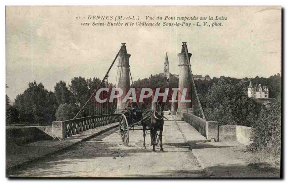 Gennes -CPA- Vue du Pont suspendu sur la Loire - Cheval