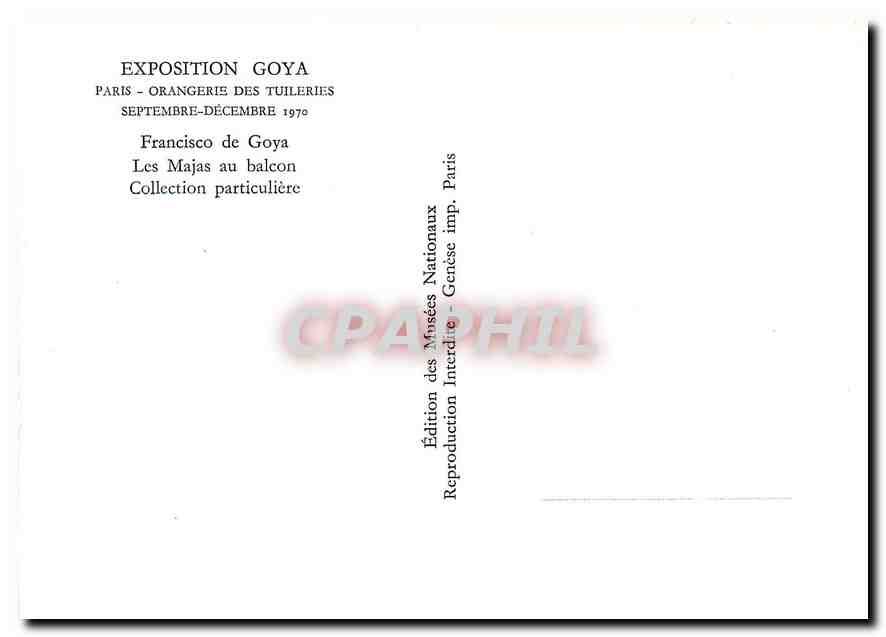 CPM Exposition Goya Paris Orangerie des Tuileries  — Verso
