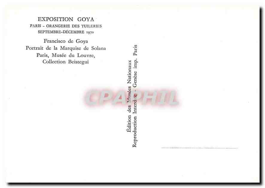 CPM Exposition Goya Paris Orangerie des Tuileries  — Verso