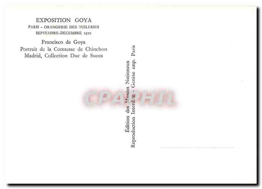 CPM Exposition Goya Paris Orangerie des Tuileries  — Verso