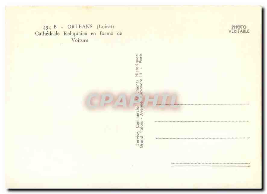 CPM Orleans Loiret Cathedrale Reliquaire en forme de Voiture  — Rückseite