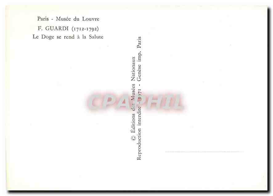 CPM Paris Musee du Louvre F Guardi 1712 1792 Le Doge se rend a la Salute  — Verso