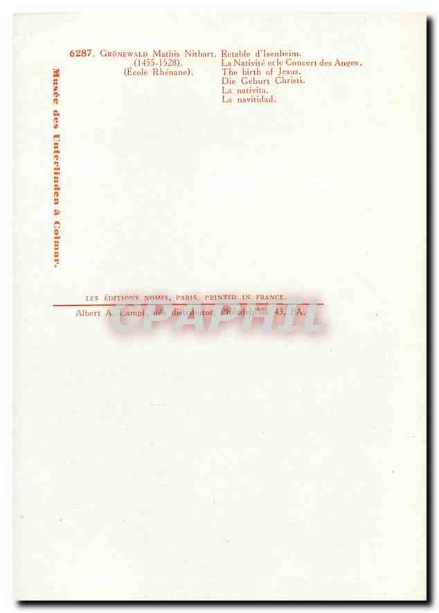 CPM Grunewald Mathis Nithari 1455 1528 Retable d'Isenheim  — Verso