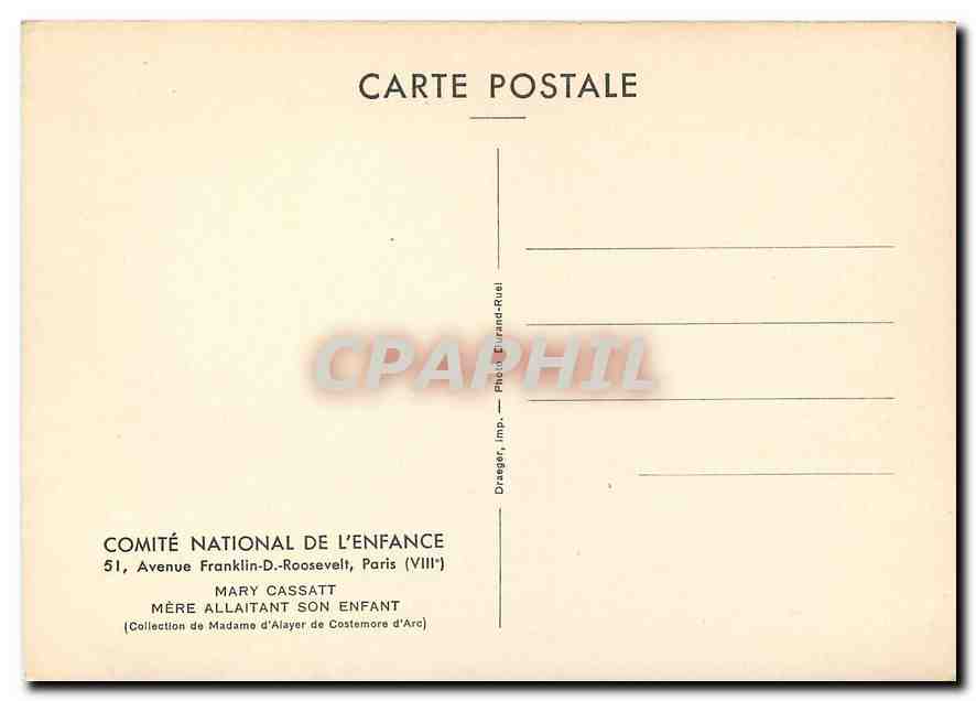 CPM Mary Cassatt Mere Allaitant son Enfant  — Rückseite