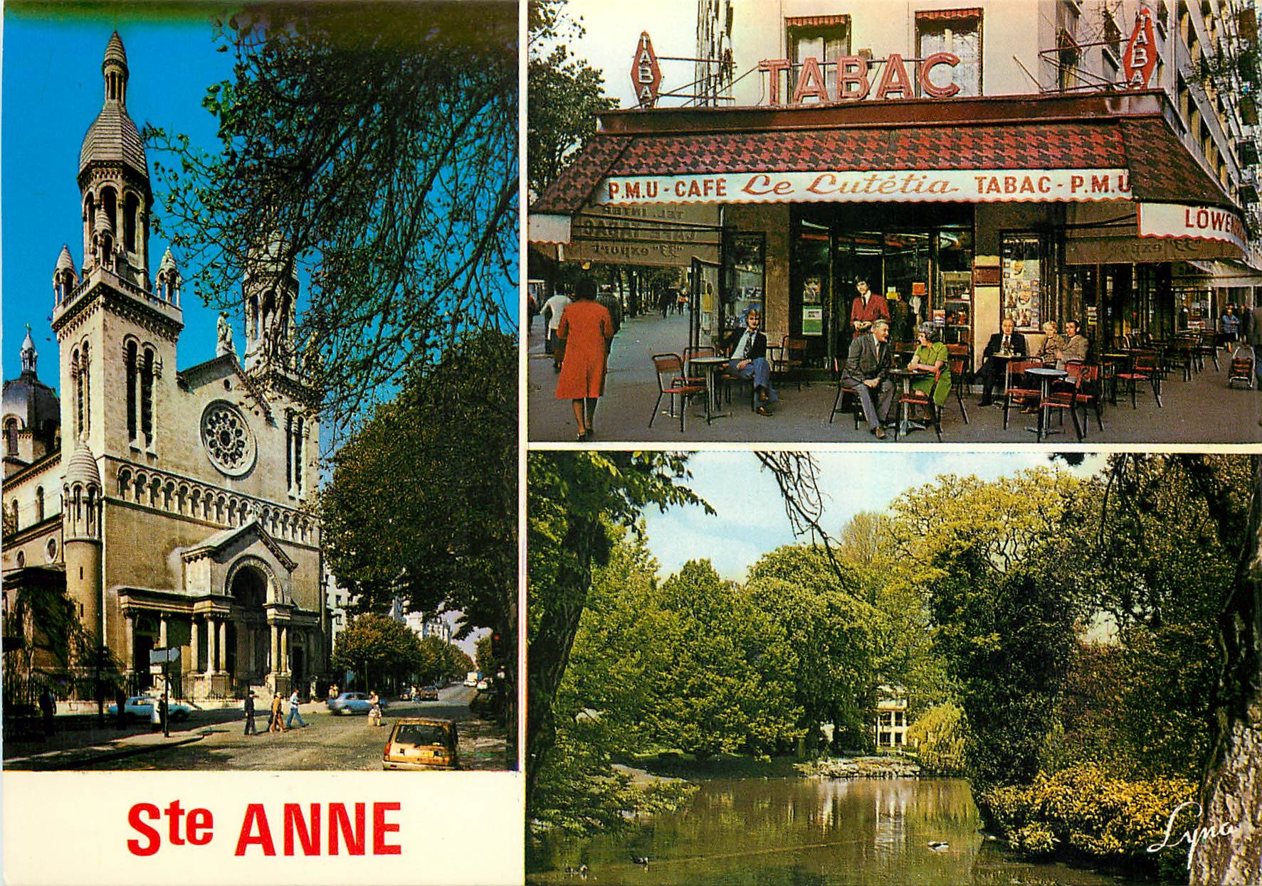 CPM Paris L'Eglise Ste Anne Le Tabac Lutetia 