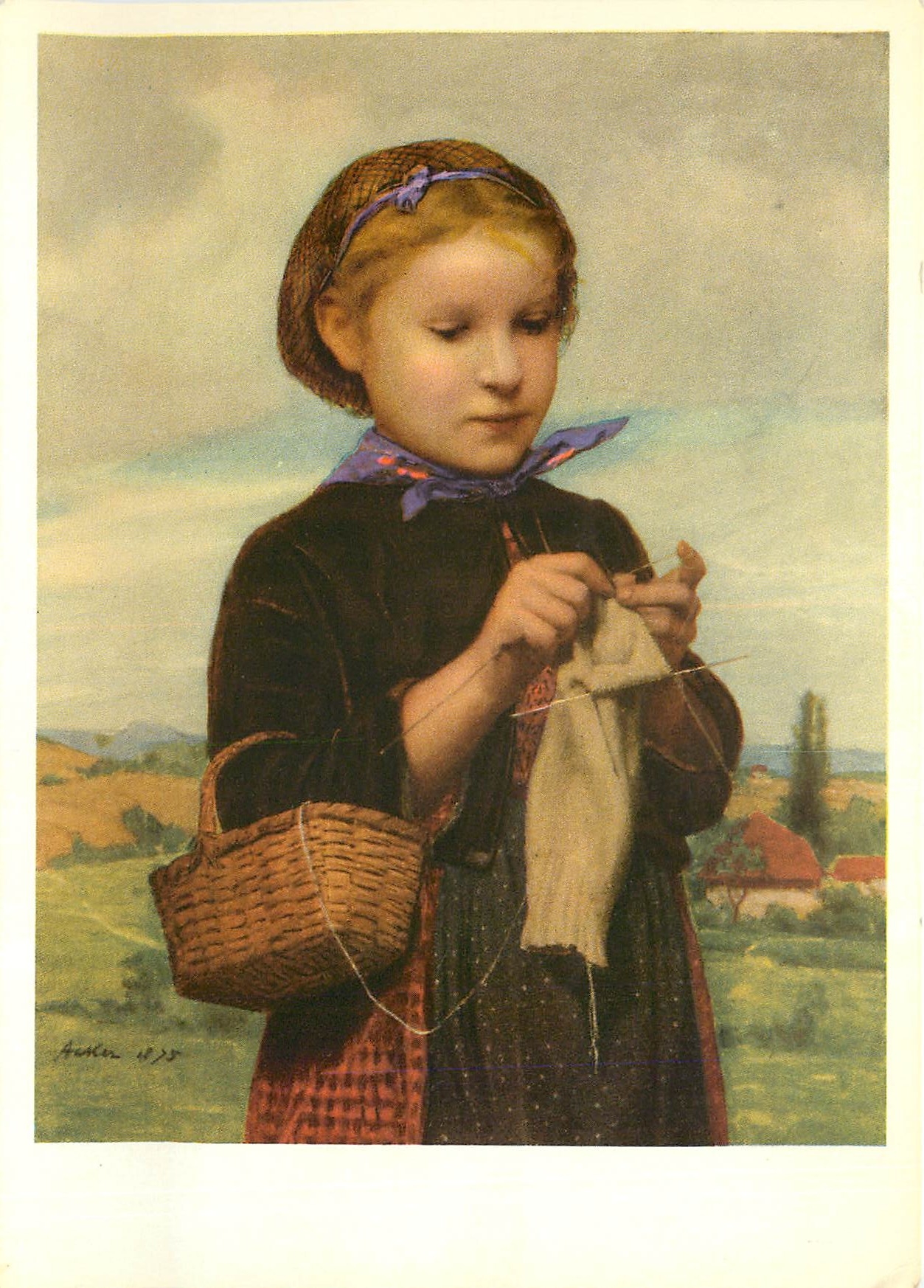 CPM Albert Anker Strickendes Bernermadchen 1875 Kunsthaus Zurich 