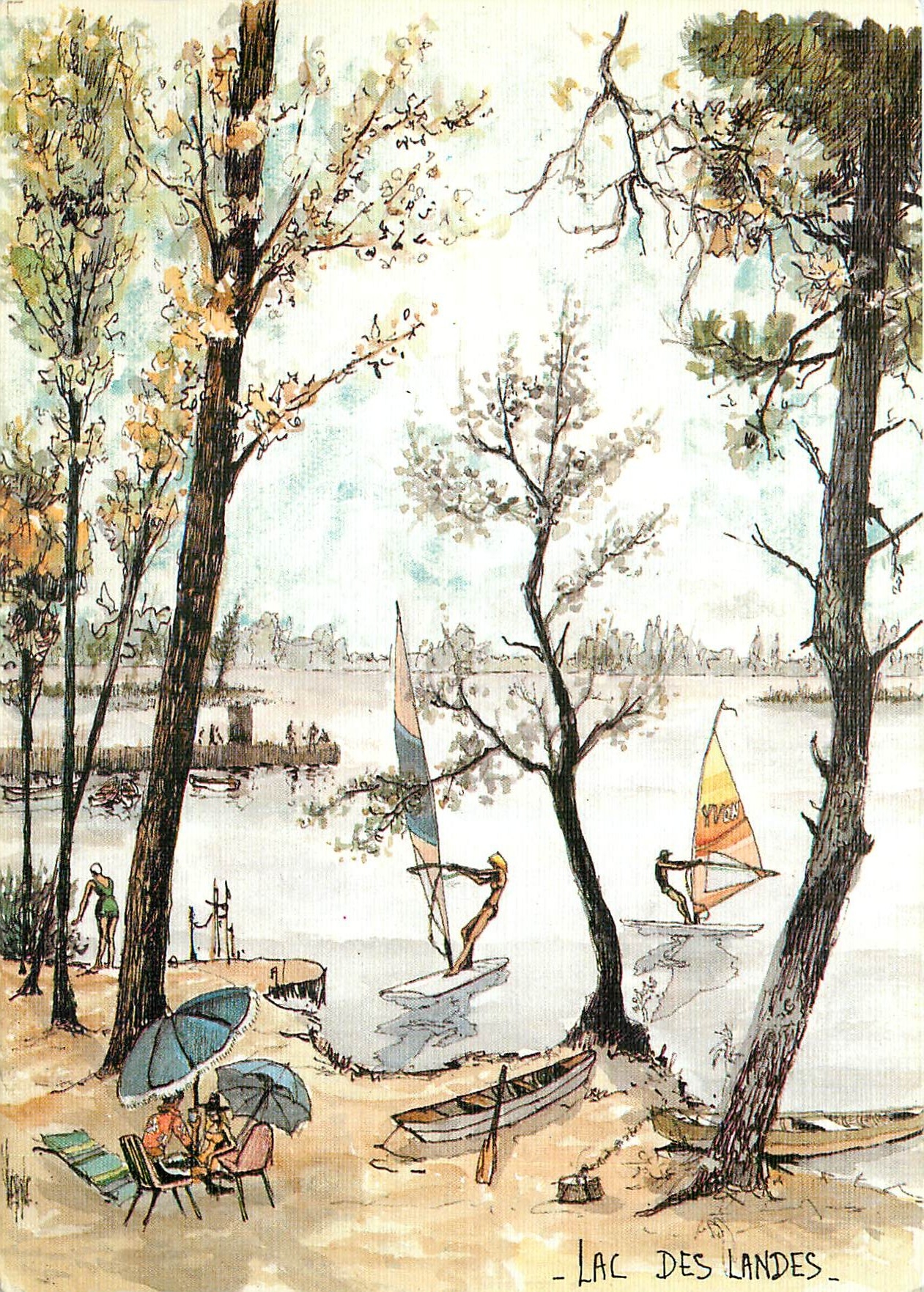 CPM Les Landes Aquarelle originale de Robert Lepine 